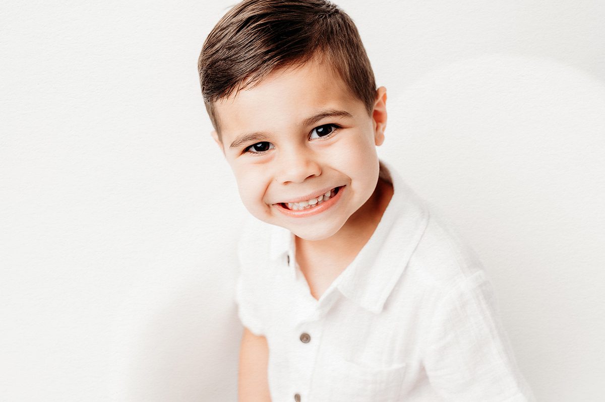 a studio portrait of a little boy taken during a personality portrait mini session in Connecticut