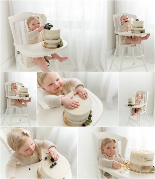 Simple and classic first birthday photos | Cake smash photographers in Connecticut | First birthday photo sessions in CT | www.kellidease.com