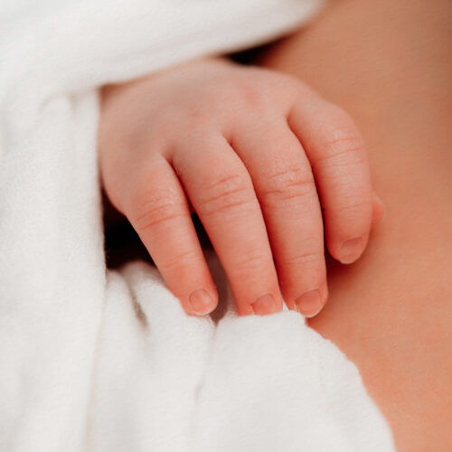 Natural newborn photography on a white backdrop, light and airy style. A gentle, peaceful setting with a baby in natural poses, highlighting their innocence and purity. The environment should feel serene and warm, perfect for families in Farmington, Canton, Avon, West Hartford, and Simsbury, Connecticut.