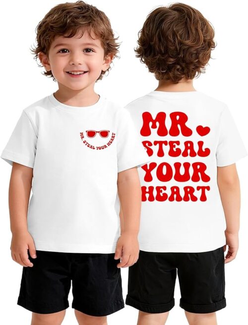 Toddler Boys Valentine's Day Shirt Retro Love Heart T-Shirt