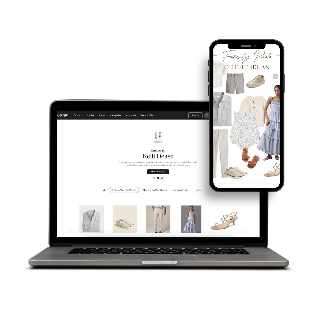 shoppable storefront for photography clients to help them decide what to wear for photos